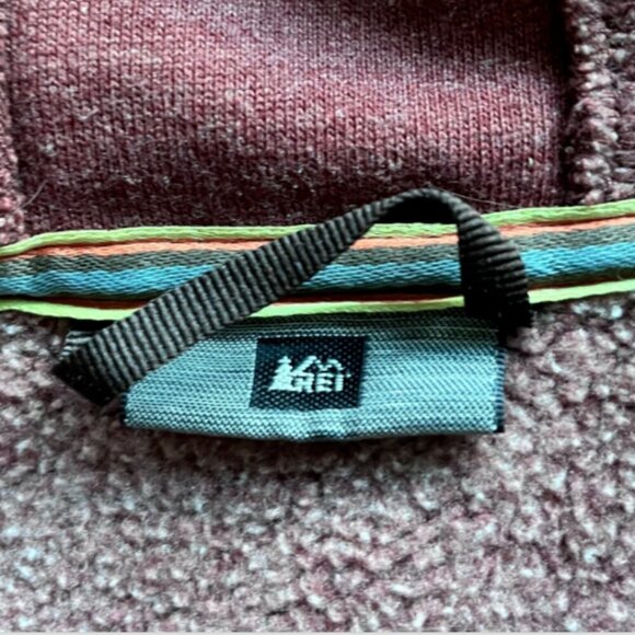 REI Men's Fleece Hoodie Jacket Size L Rust Full Zip Organic Cotton Outdoor - Picture 2 of 9